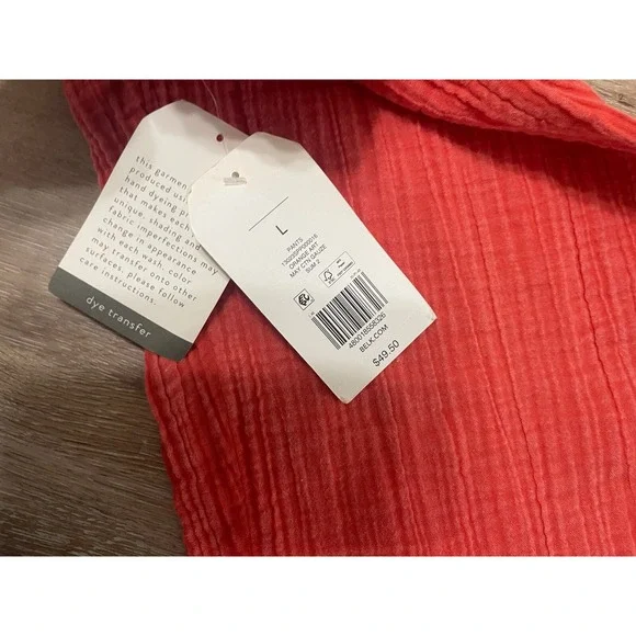 Wonderly Wide Leg Pants Gauze Womens Large Orange Boho Cottagecore Cropped - Picture 9 of 10